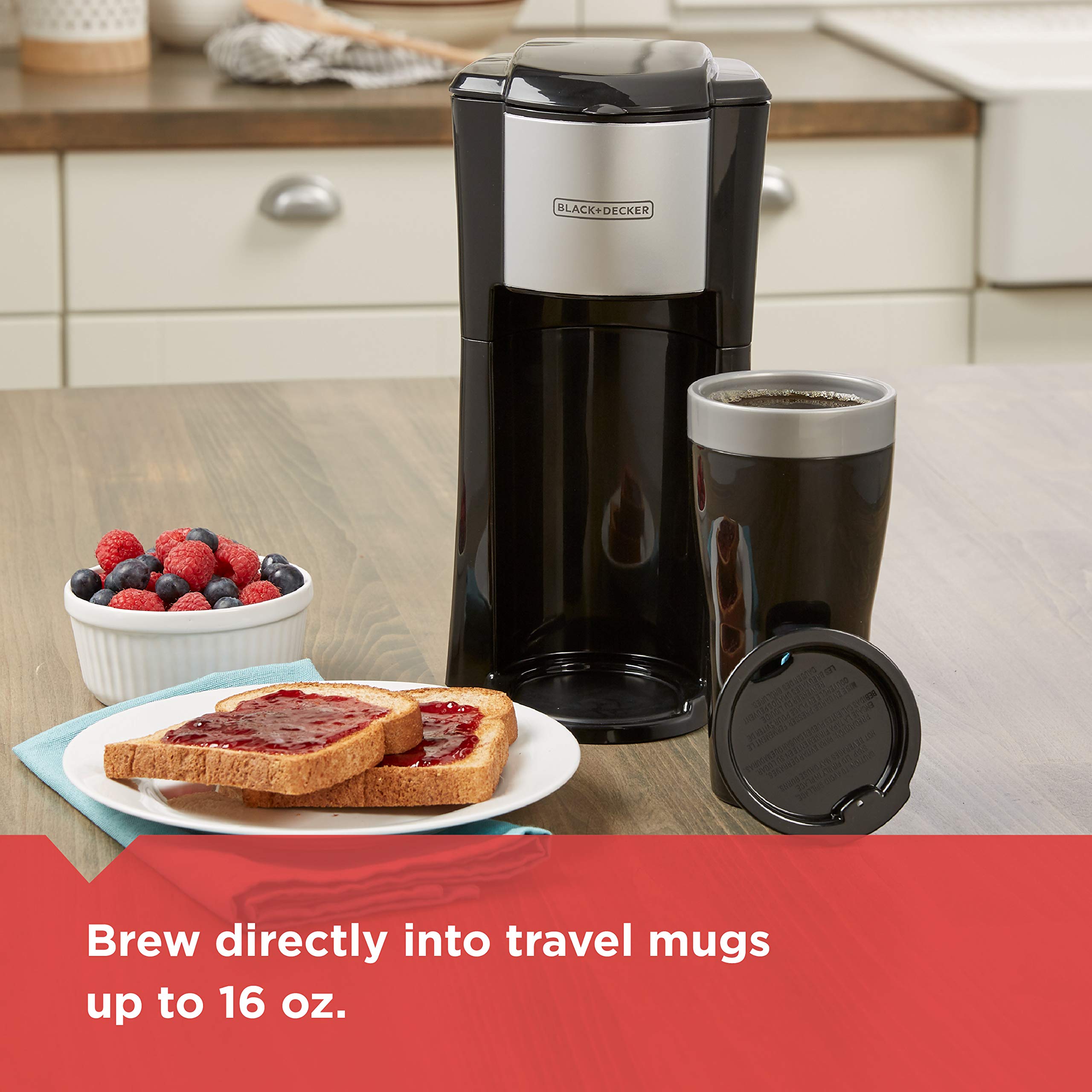 BLACK+DECKER Single Serve Coffee Maker, Includes One Dishwasher Safe Travel Mug (16oz), CM618C Black 🍁 All In One Marketplace Canada