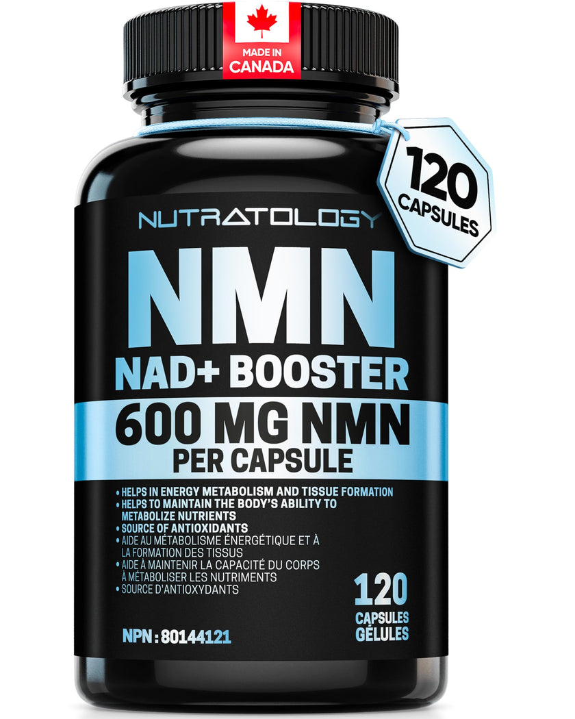 Nutratology® NMN Supplement - 1200 mg Per Serving - NAD+ Booster - Made In Canada - Premium 99% Purity - Protects Cellular Health & Supports Healthy Aging - 120 Capsules 🍁 All In One Marketplace Canada