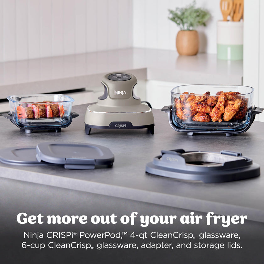 Ninja Crispi Portable Glass Air Fryer Cooking System – 4-Qt & 6-Cup CleanCrisp Containers, Nontoxic, Leak-Proof, Dishwasher Safe – Air Fry, Bake, Max Crisp, Recrisp FN101ST 🍁 All In One Marketplace Canada