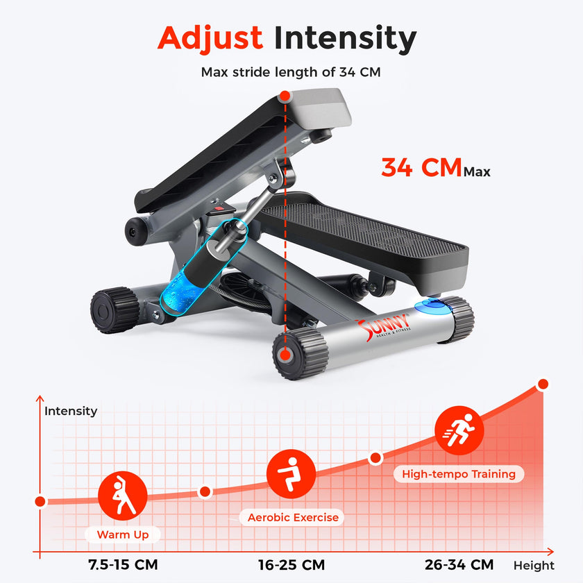 Sunny Health & Fitness Mini Stepper for Exercise, Low-Impact Stair Step Cardio Equipment with Resistance Bands, Digital Monitor - NO. 012-S 🍁 All In One Marketplace Canada