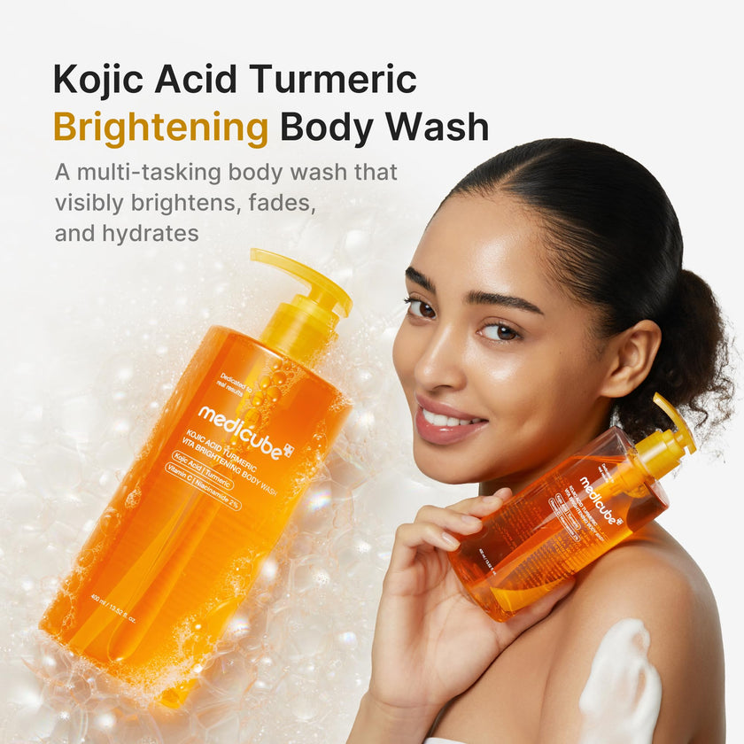 medicube Kojic Acid Turmeric Brightening Body Wash | Gentle Shower Gel for Uneven Skin | Niacinamide, Vitamin C, AHA/BHA | Deep Cleansing, Hydrating Formula | Easy and Effective, 13.52 fl.oz 400ml 🍁 All In One Marketplace Canada
