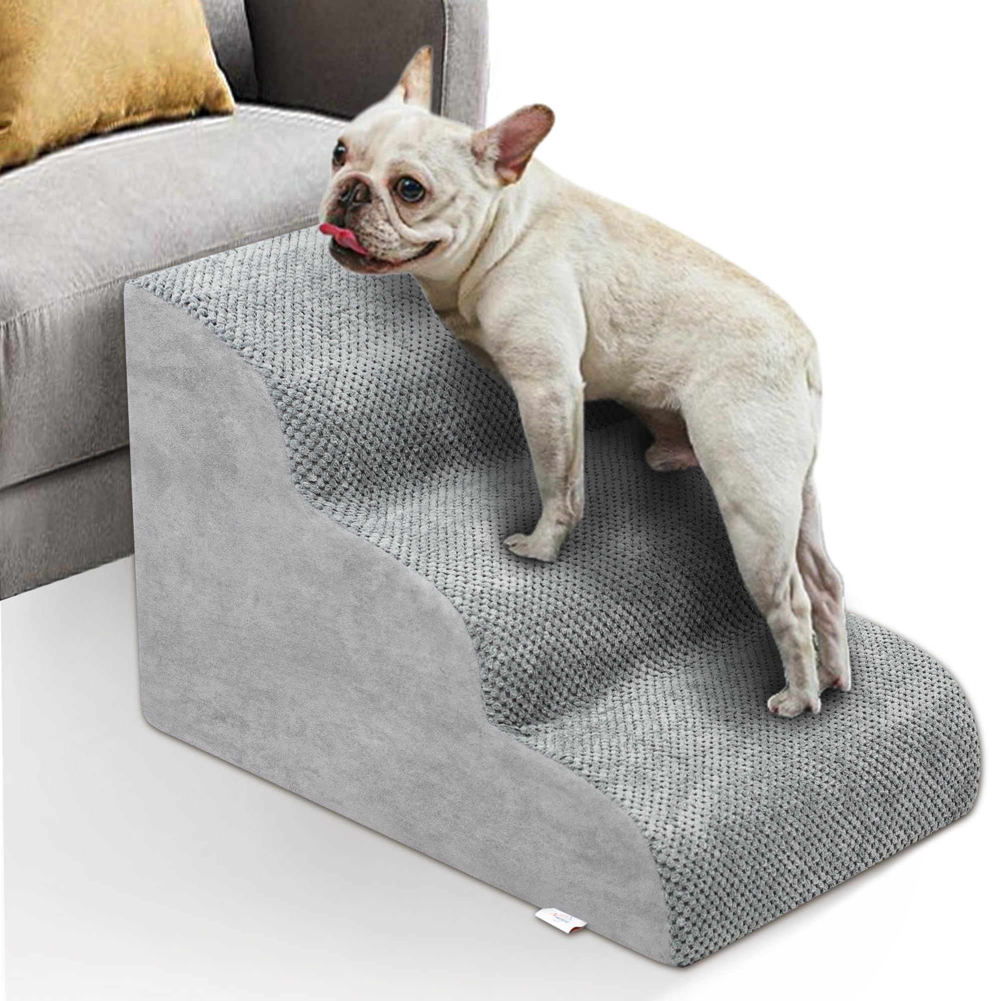 Dog Stairs for Small Dogs - High Density Foam Dog Ramp, Extra Wide Pet Steps with Non-Slip Bottom for High Beds, Couche and Sofa, Best for Dogs Injured, Older Doggy Cats, Pet with Joint Pain (3 Tiers) 🍁 All In One Marketplace Canada