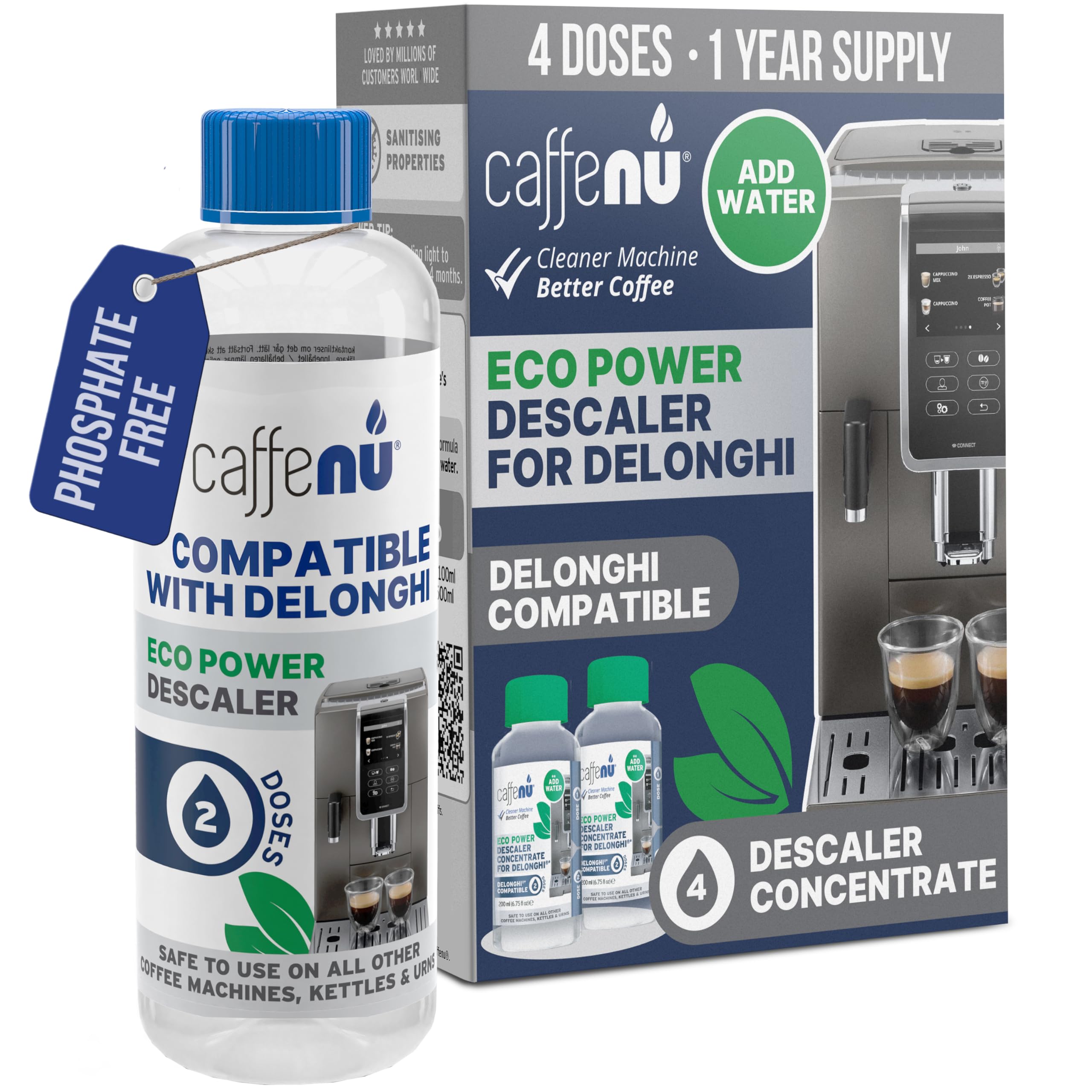 Delonghi Compatible Descaling Solution. 2 Bottles of Descaler Solution. Descaling Kit Removes Limescale For Hotter Coffee. 4 Uses Descaler For Delonghi Coffee Machines. 🍁 All In One Marketplace Canada