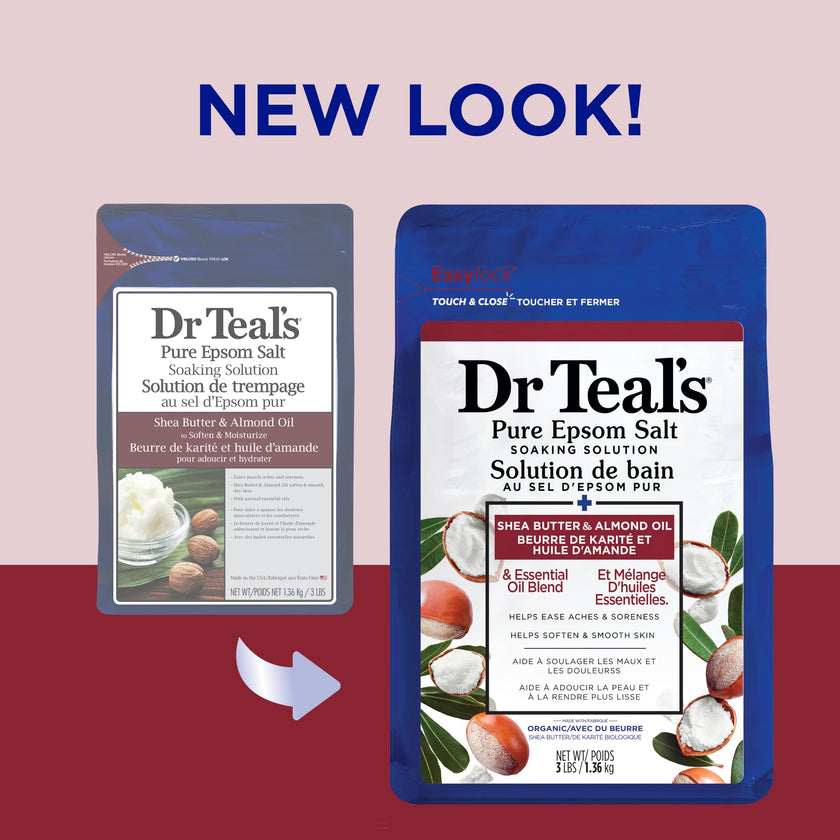 Dr Teal's Pure Epsom Salt Teal's Soaking Solution, Shea Butter & Almond Oil, 48 Oz 🍁 All In One Marketplace Canada