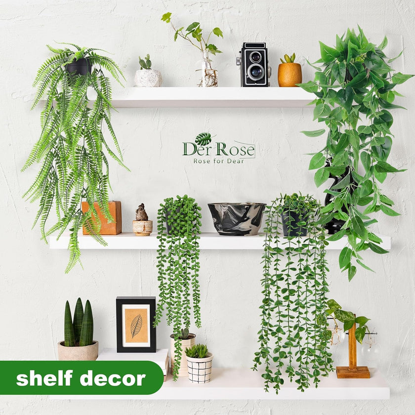 Der Rose 4Pcs Fake Plants, Artificial Plants Fake Hanging Plants for Boho Home Bathroom Bedroom Living Room Office Wall Shelf Decor Indoor Outdoor 🍁 All In One Marketplace Canada