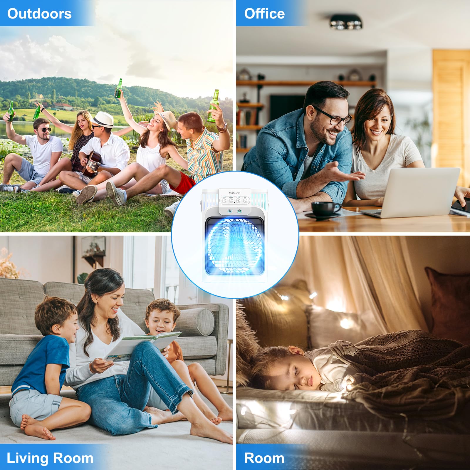 Portable Air Conditioners, 4 in 1 1200ML Personal Air Conditioner, Evaporative Air Cooler Fan with Remote, 7 RGB Light Modes, 3 Speeds & 2-8H Timer for Bedroom,Car,Nightstand, Office, Dorm, RV 🍁 All In One Marketplace Canada