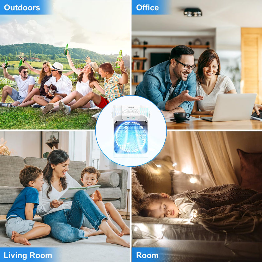 Portable Air Conditioners, 4 in 1 1200ML Personal Air Conditioner, Evaporative Air Cooler Fan with Remote, 7 RGB Light Modes, 3 Speeds & 2-8H Timer for Bedroom,Car,Nightstand, Office, Dorm, RV 🍁 All In One Marketplace Canada
