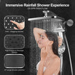 Rain Shower Head with Handheld High Pressure Rainfall Shower Heads with Handheld Spray Combo Adjustable one-piece Stand daul Shower Head Built-in Magnetic Docking and Power Jets（Sliver） 🍁 All In One Marketplace Canada
