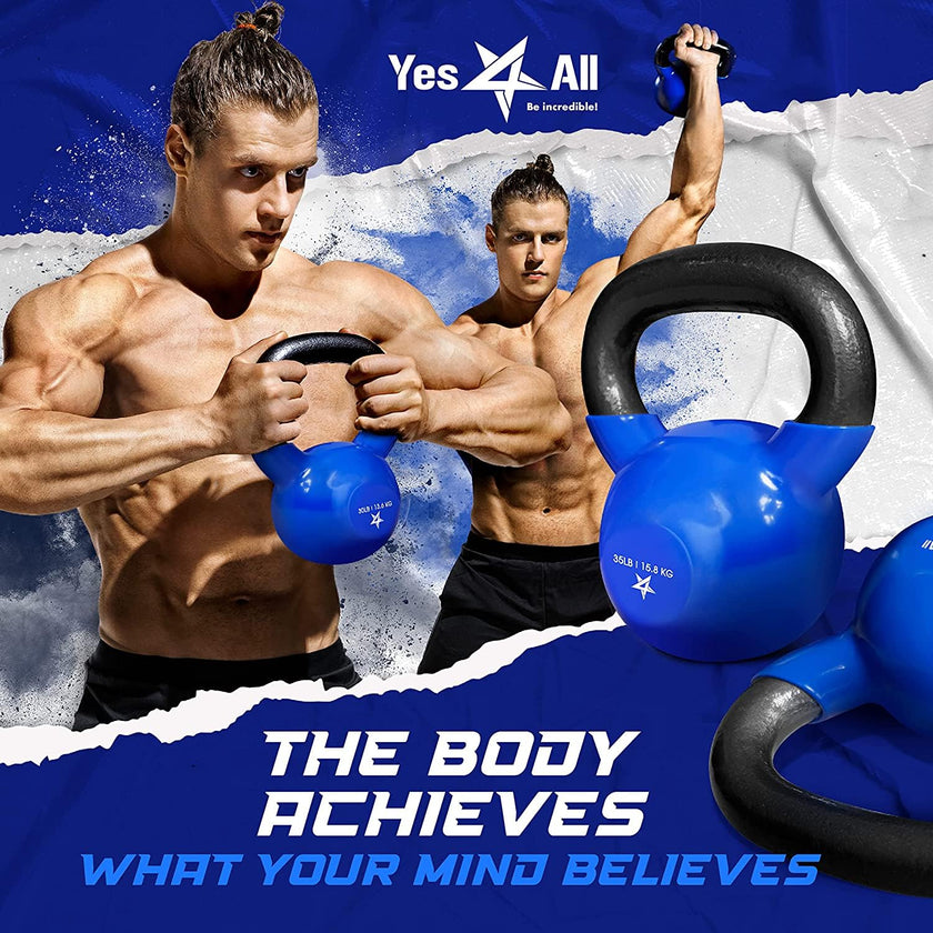 Yes4All Vinyl Coated Kettlebell Weights – Great for Full Body Workout and Strength Training – Vinyl Kettlebell 25 lbs 🍁 All In One Marketplace Canada
