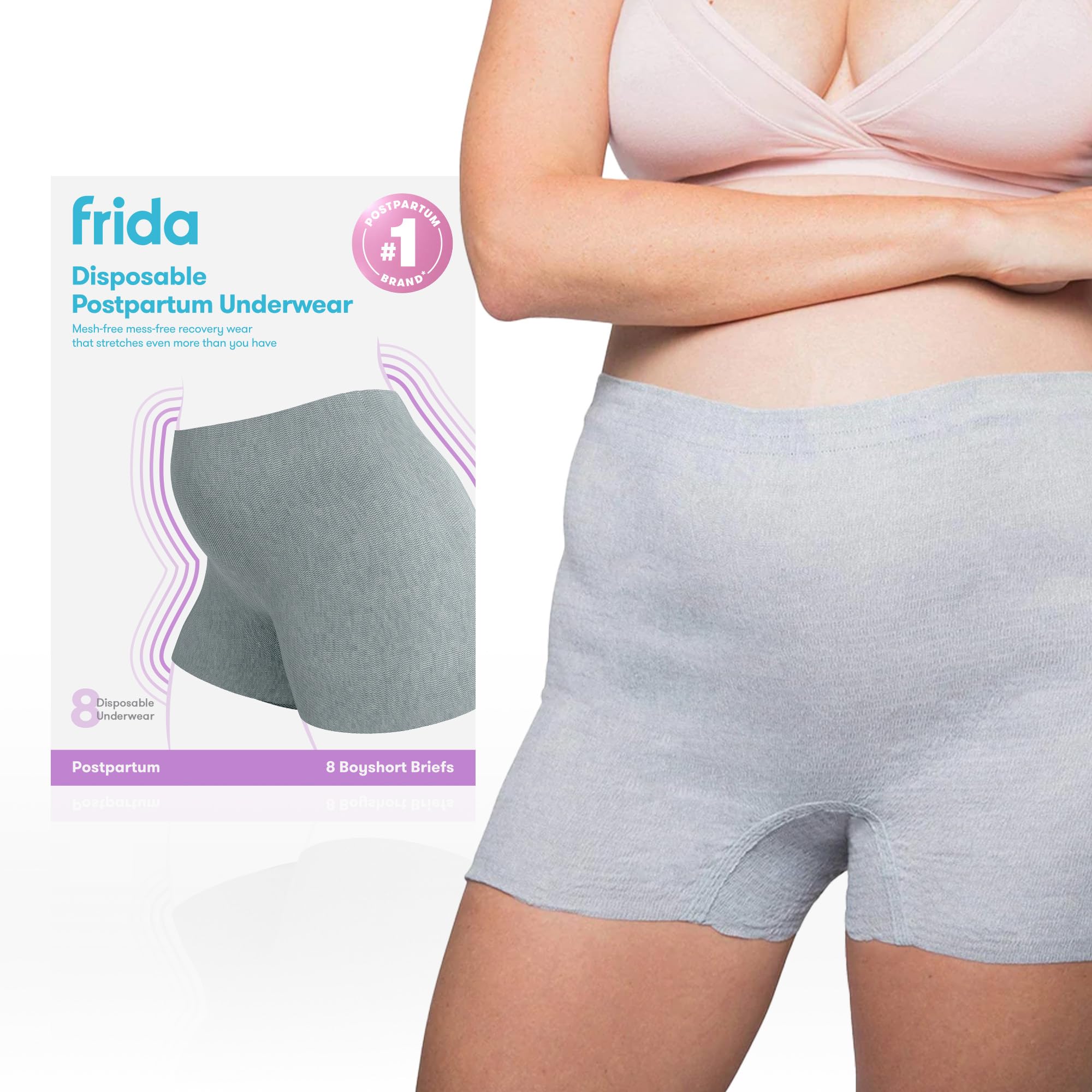 Frida mom Disposable Postpartum Underwear (Without pad) | Super Soft, Stretchy, Breathable, Wicking, Latex-Free, Boyshort Cut | 8-Count 🍁 All In One Marketplace Canada