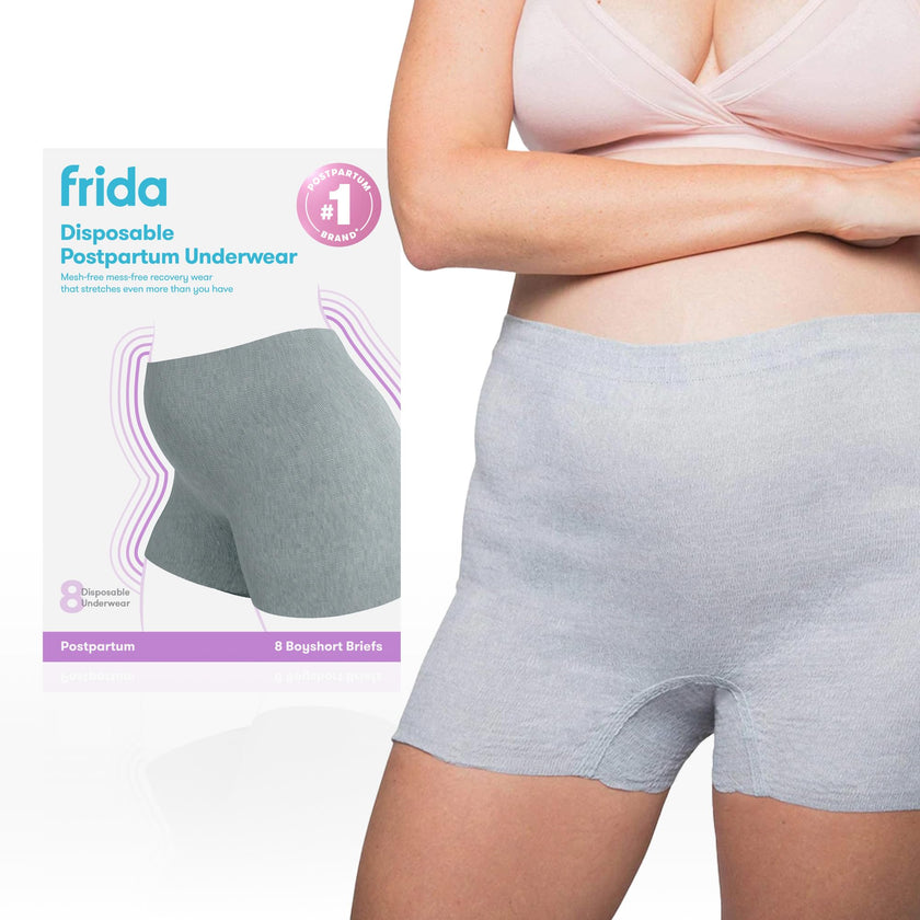 Frida mom Disposable Postpartum Underwear (Without pad) | Super Soft, Stretchy, Breathable, Wicking, Latex-Free, Boyshort Cut | 8-Count 🍁 All In One Marketplace Canada