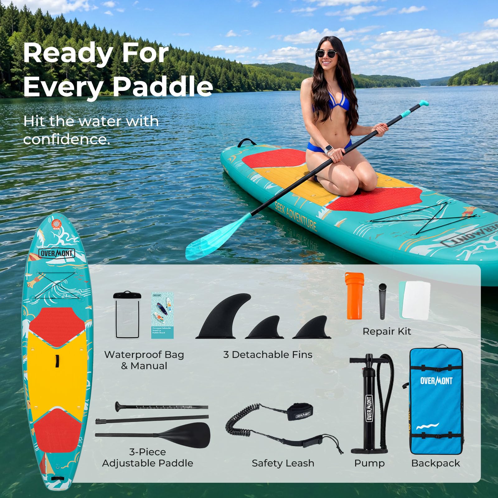 Overmont Inflatable Paddle Board 10'7