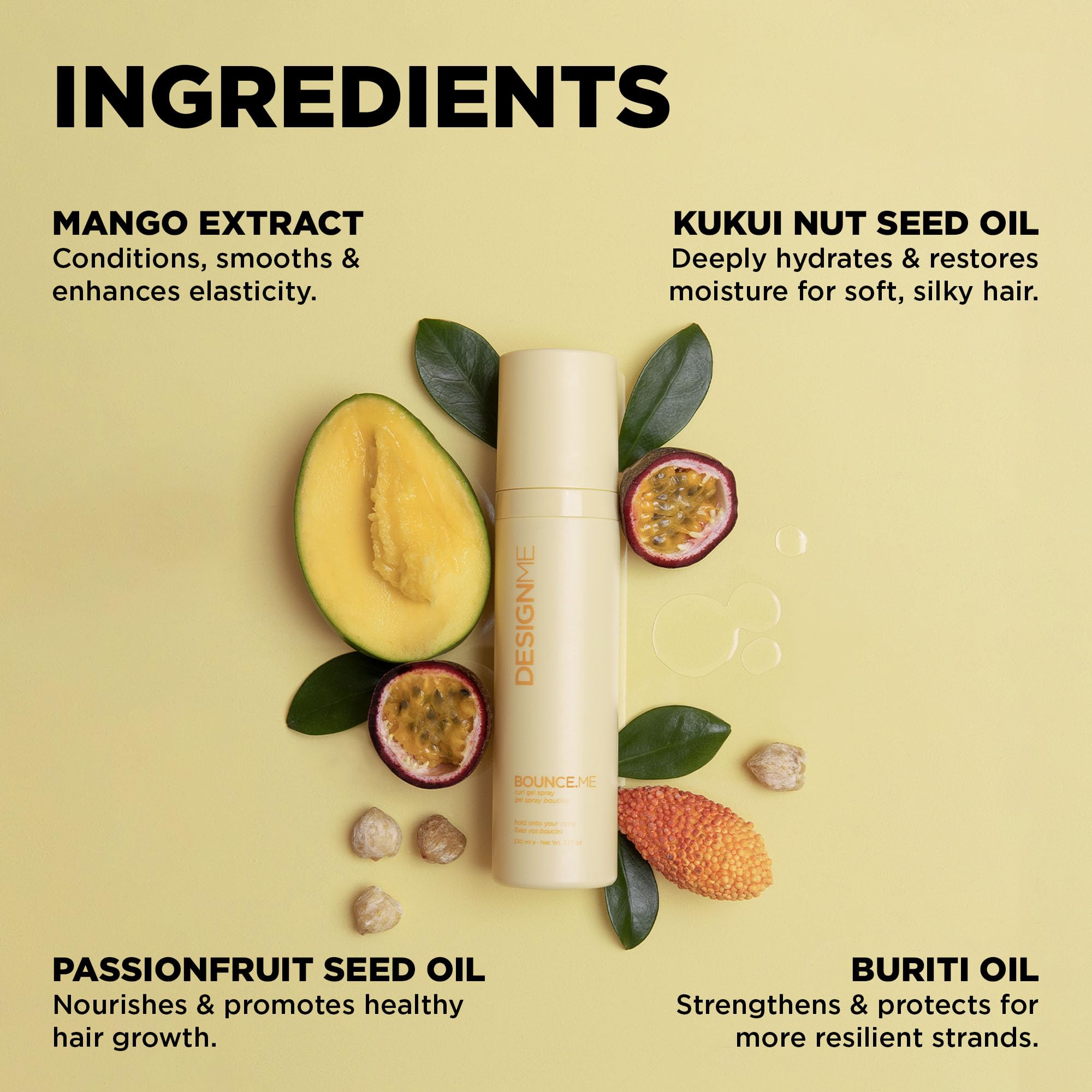 Design.Me BOUNCE.ME Curling Gel Spray | Frizz-Free Curl Defining Gel - Refresh Curls, Waves, Coils | Non-Crunchy, Non-Sticky Formula - Climate Control Styling, 7.77Oz 🍁 All In One Marketplace Canada