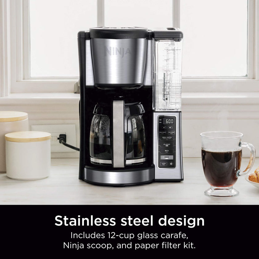 Ninja 12-Cup Programmable Coffee Maker with Glass Carafe – Classic & Rich Brew Styles, Delay Brew & Removable 60oz Water Reservoir, Black/Stainless Steel, CE250C (Canadian Version) 🍁 All In One Marketplace Canada