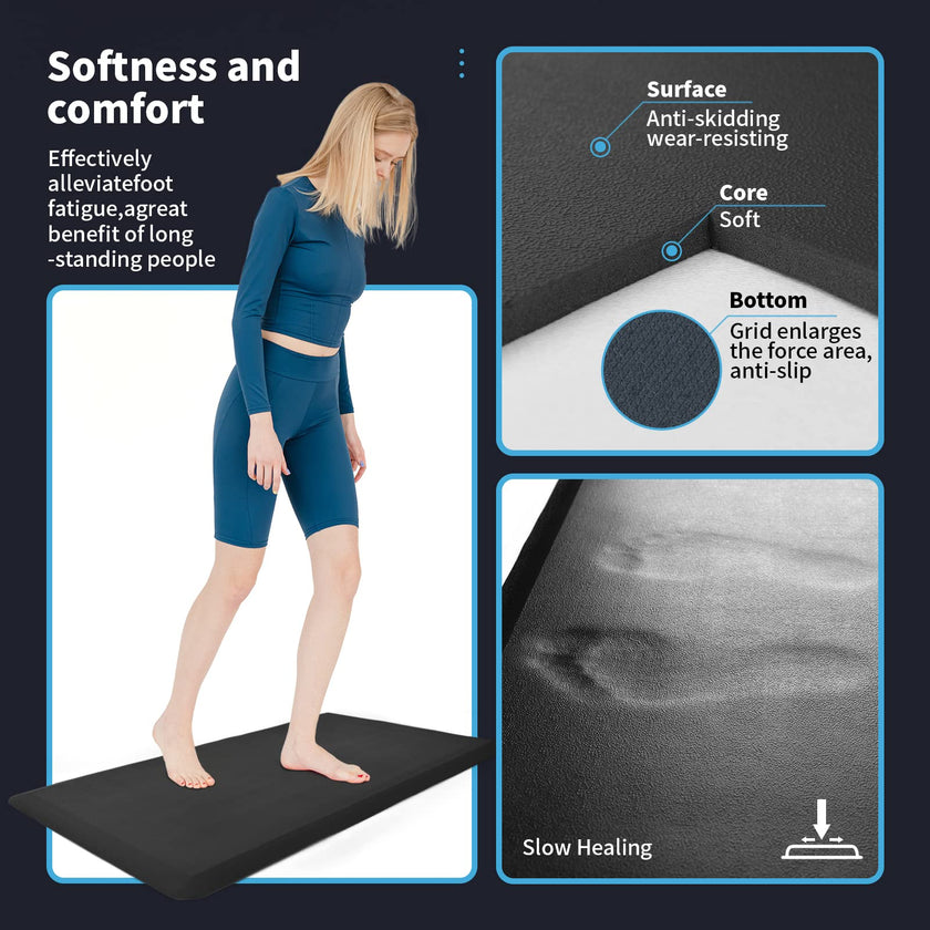 Art3d Anti Fatigue Mat - 1/2 Inch Cushioned Kitchen Mat - Non Slip Foam Comfort Cushion for Standing Desk, Office or Garage Floor (17.3