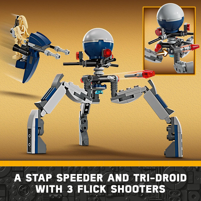LEGO Star Wars Clone Trooper & Battle Droid Battle Pack Set for Kids, Buildable Toy Speeder Bike Vehicle, Tri-Droid and Defensive Post, Collectible, Gift for Boys and Girls Aged 7 and Up, 75372 🍁 All In One Marketplace Canada