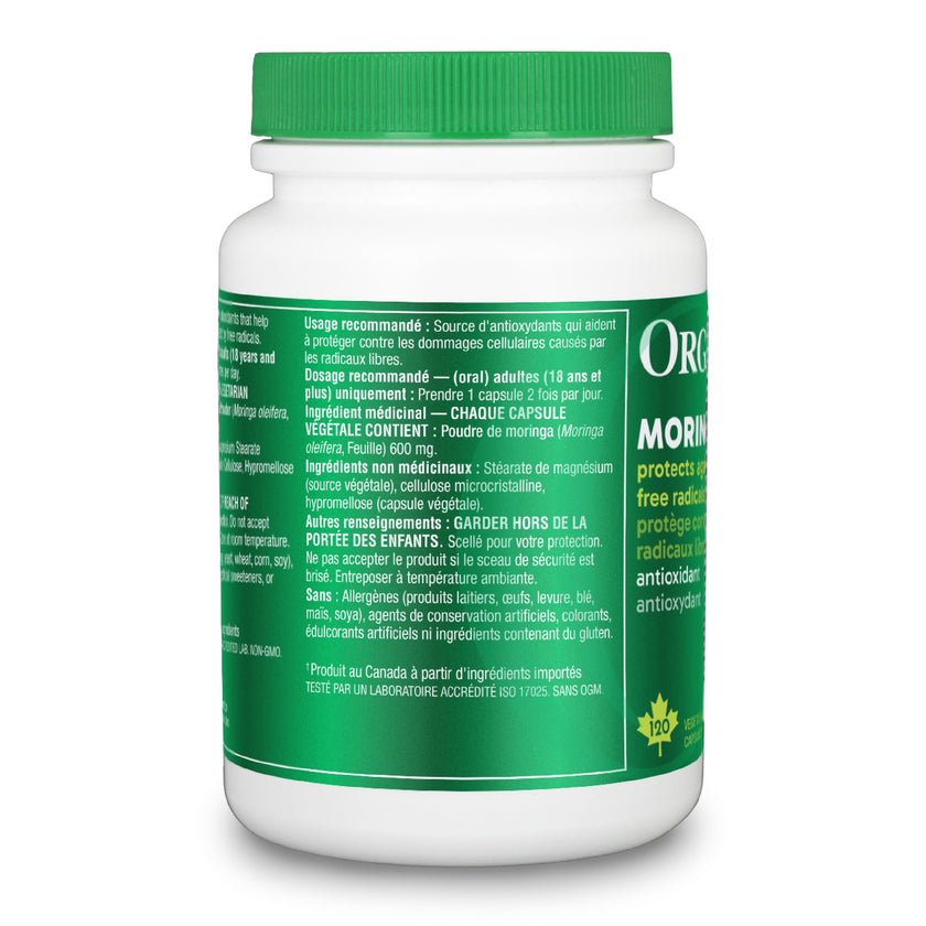 Organika Canadian-Made Moringa Leaf Extract- 1200mg Daily Dose, High Potency, Powerful Antioxidant, Anti-Inflammatory, Blood-Sugar Support, Detox, Source of Vitamins and Minerals- 120vcaps 🍁 All In One Marketplace Canada