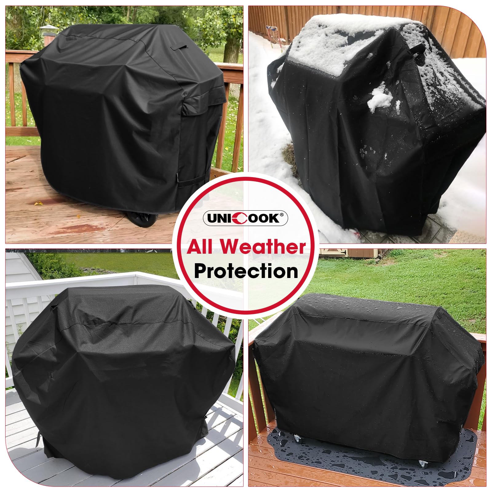 UNICOOK BBQ Cover 55 Inch, Heavy Duty Waterproof Housse BBQ, Special Fade and UV Resistant Outdoor Barbecue Grill Cover, Barbecue Accessories Compatible for Weber Char-Broil Brinkmann and More 🍁 All In One Marketplace Canada