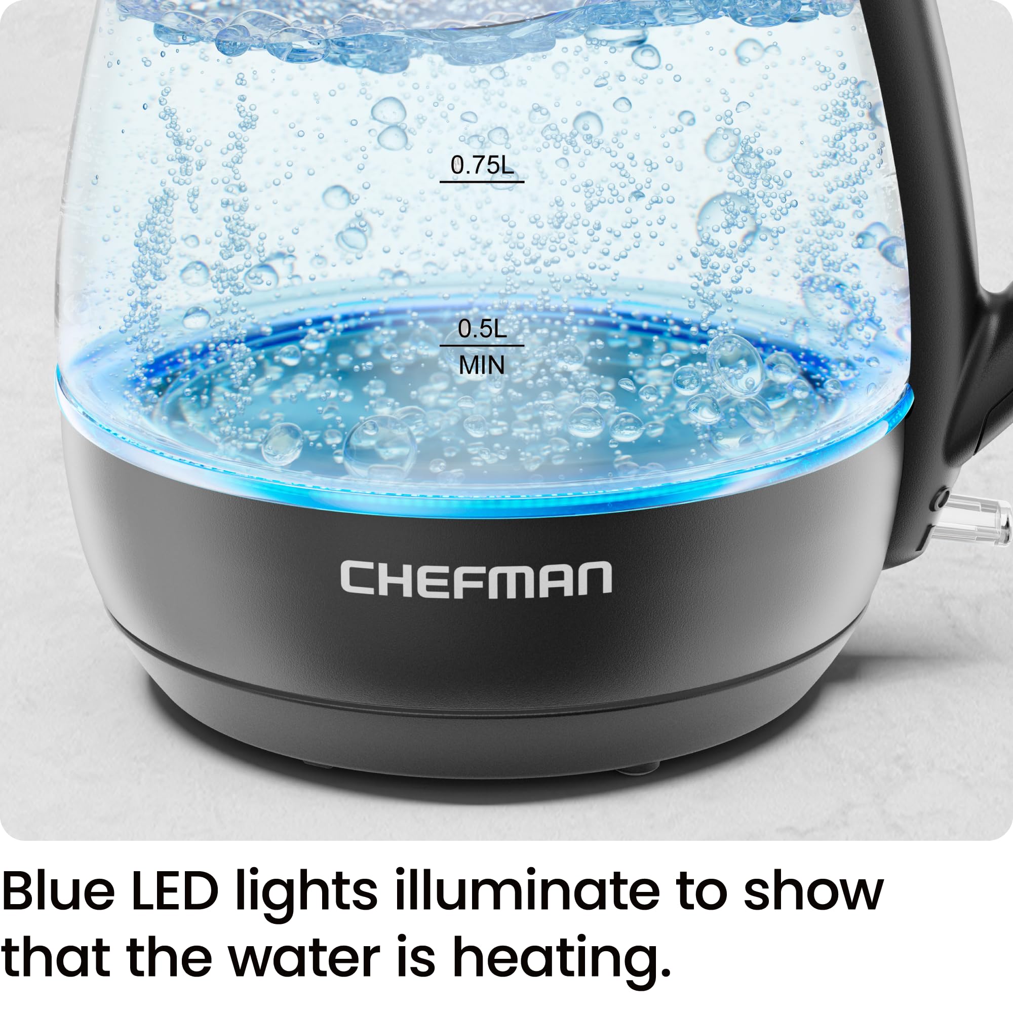 Chefman 1L Electric Tea Kettle with LED Lights, Automatic Shut Off, Removable Lid, Boil-Dry Protection, Hot Water Electric Kettle Water Boiler, Electric Kettles for Boiling Water 🍁 All In One Marketplace Canada
