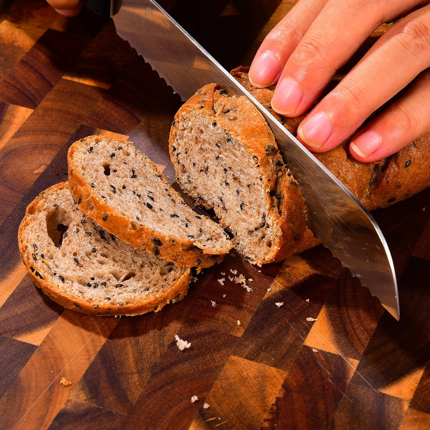 Bread Knife, Serrated 8 inch Bread Knifes for Homemade Bread Sourdough, Blade Razor Sharp and Wavy Edge from Professional Stainless Steel Omesata 🍁 All In One Marketplace Canada