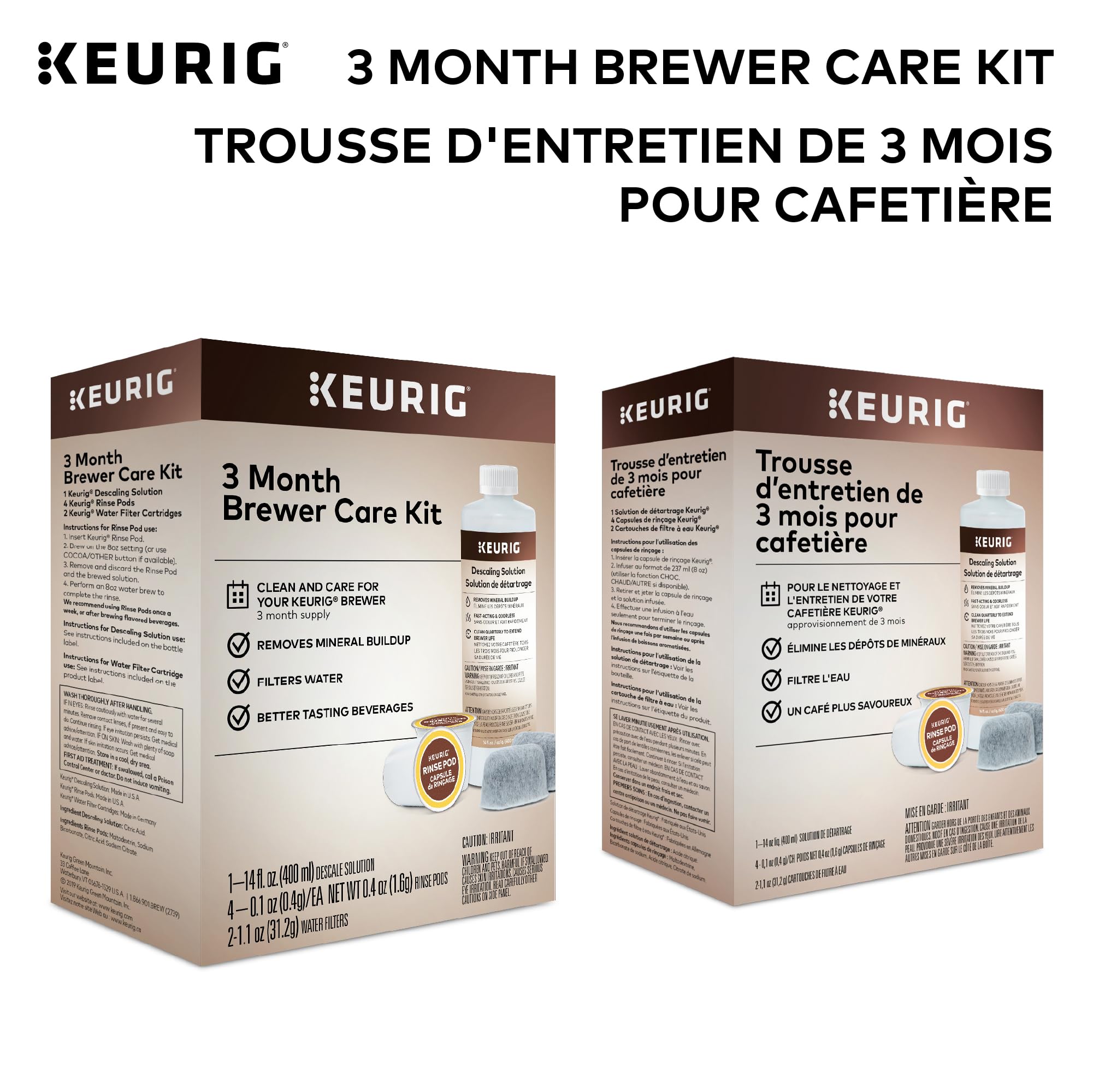 Keurig 3-Month Brewer Maintenance Kit, Includes Descaling Solution, Water Filter Cartridges & Rinse Pods, 7 Count 🍁 All In One Marketplace Canada