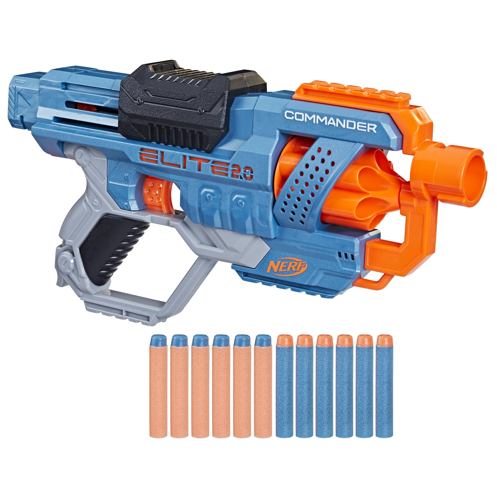 Hasbro Nerf Elite 2.0 Commander RD-6 Blaster, 12 Official Nerf Darts, 6-Dart Rotating Drum, Tactical Rails, Barrel and Stock Attachment Points, E9485 🍁 All In One Marketplace Canada