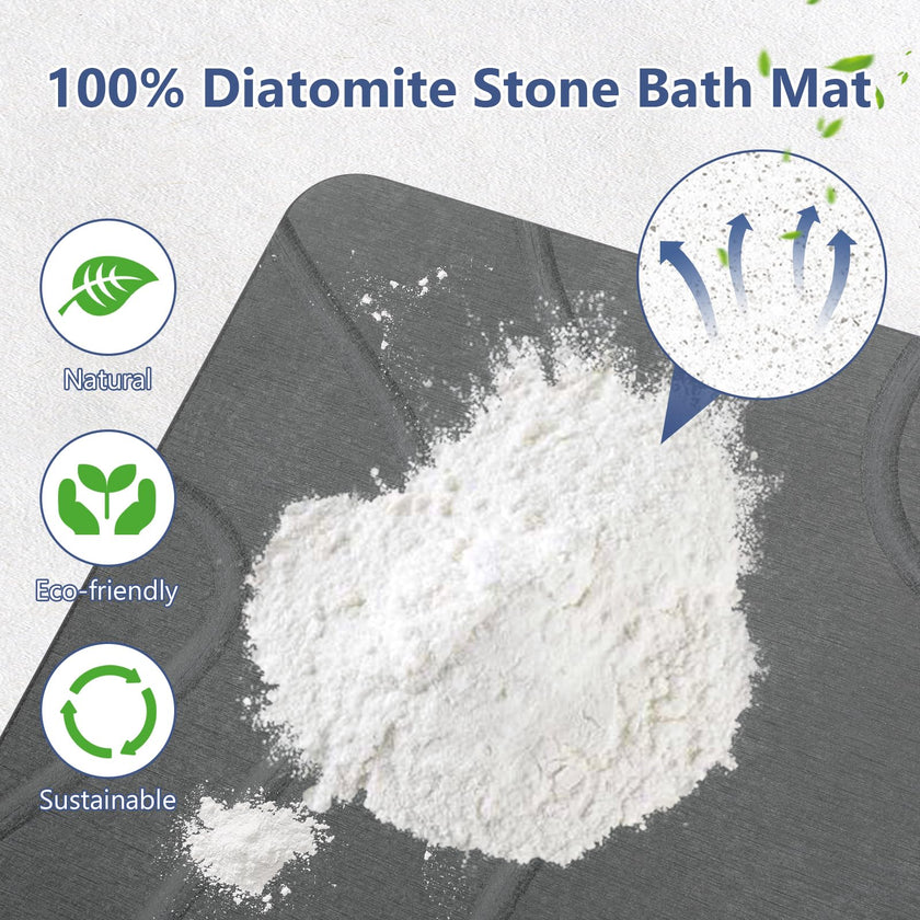 Ceecysaa Stone Bath Mat, Non-Slip Diatomaceous Earth Shower Mat, Quick Drying Bath Mat Stone, Super Absorbent Diatomite Bath Mats for Bathroom Kitchen, Easy to Clean, 60 x 39cm, Dark Gray 🍁 All In One Marketplace Canada