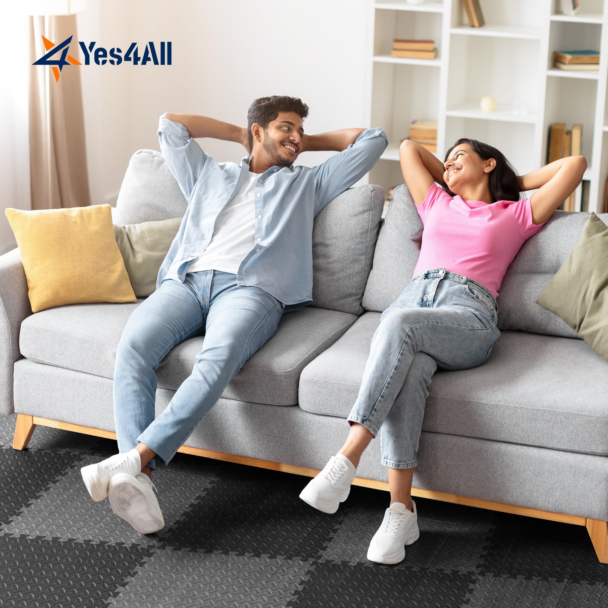 Yes4All EVA Interlocking Foam Floor Tiles, 11.15 m², Black 🍁 All In One Marketplace Canada