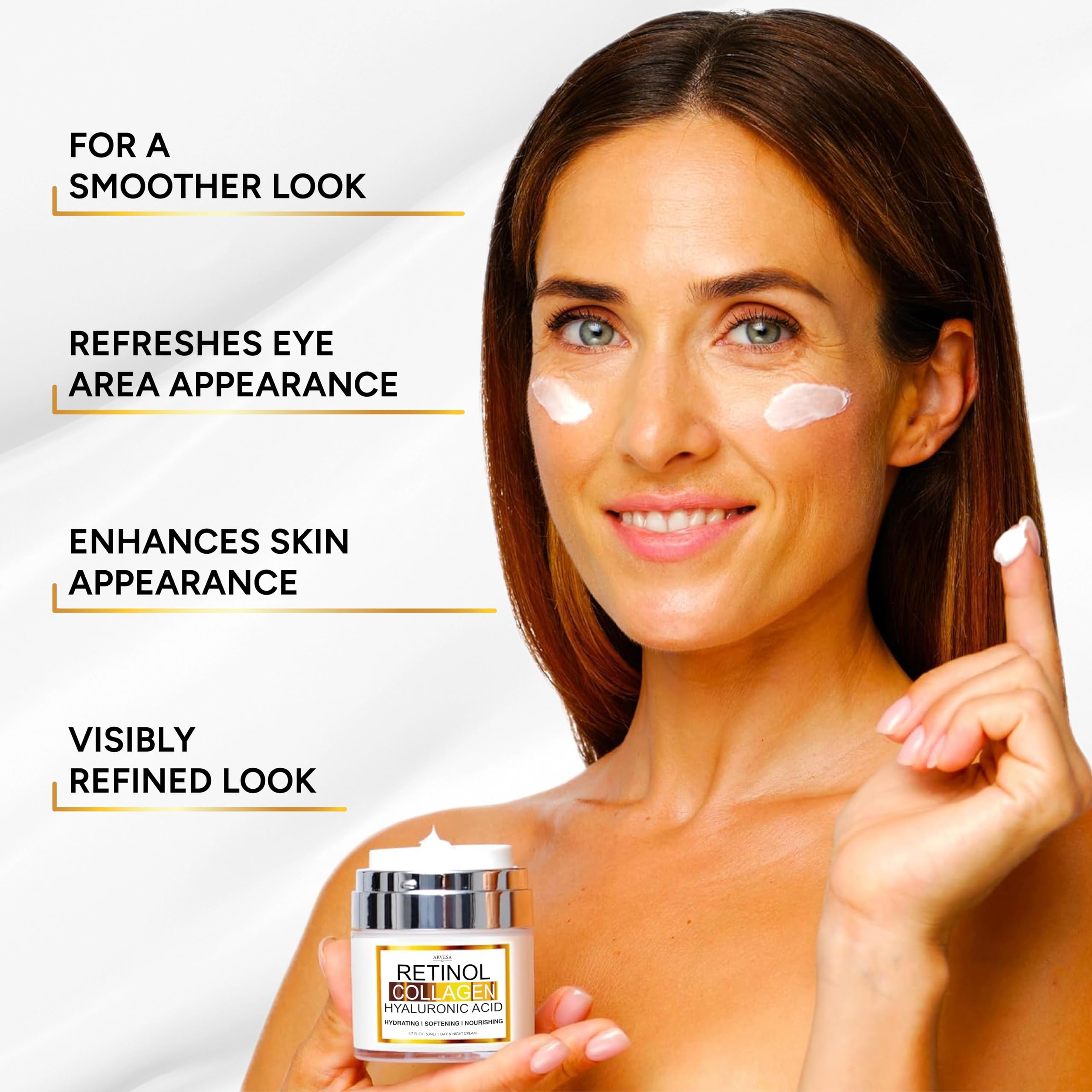 Retinol Cream for Face - Face Moisturizer with Hyaluronic Acid, Collagen - Lightweight Day and Night for Women and Men - Facial Cream, Neck & Décolleté - Non-Comedogenic, 50 ML 🍁 All In One Marketplace Canada