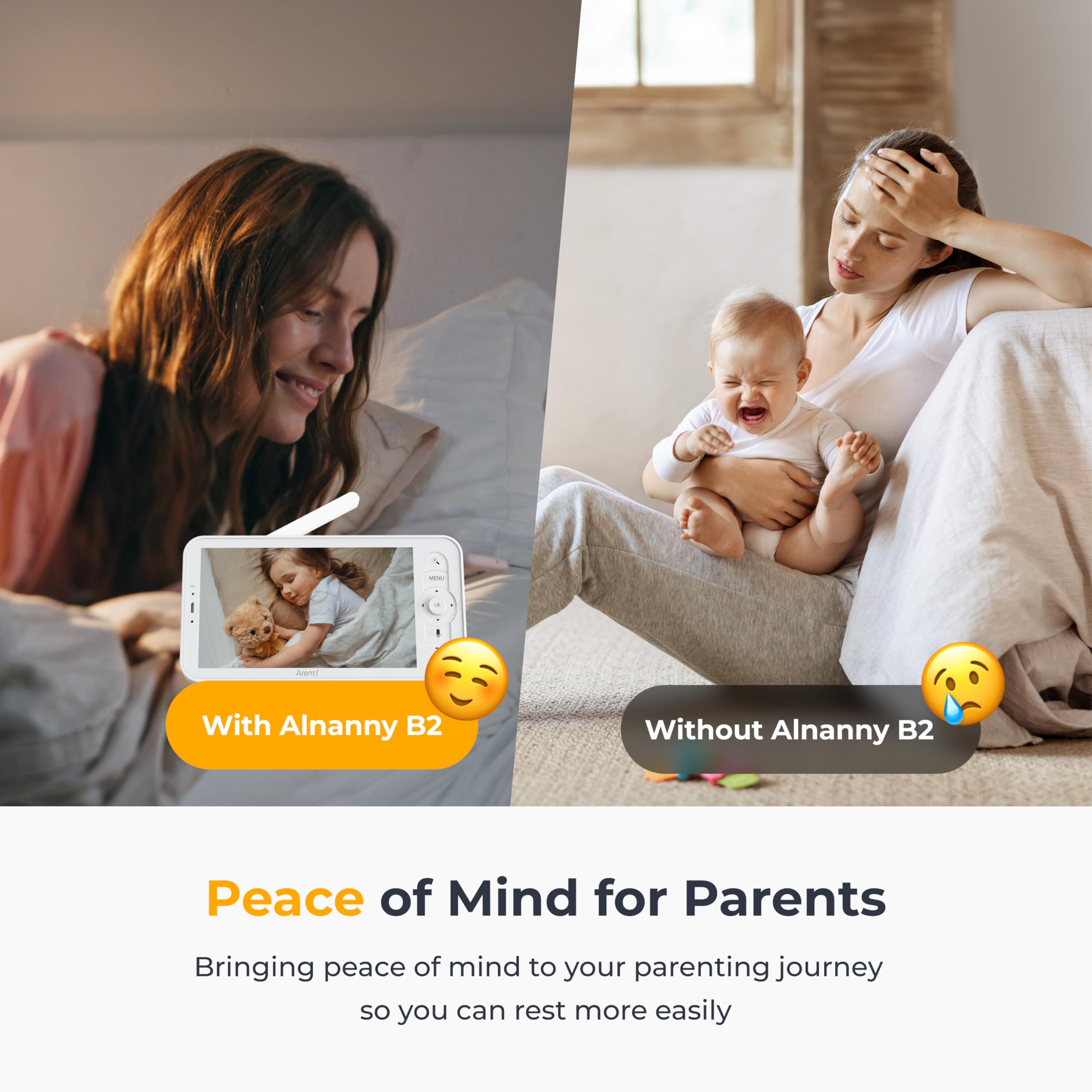 Arenti Baby Monitor, Smart WiFi 6 Baby Camera with 5-Inch Upgraded Wireless Display, 360° View, Auto-Night Vision, Temperature Sensor, Sound & Motion Detection, 2 Way Audio, VOX Mode (B2) 🍁 All In One Marketplace Canada