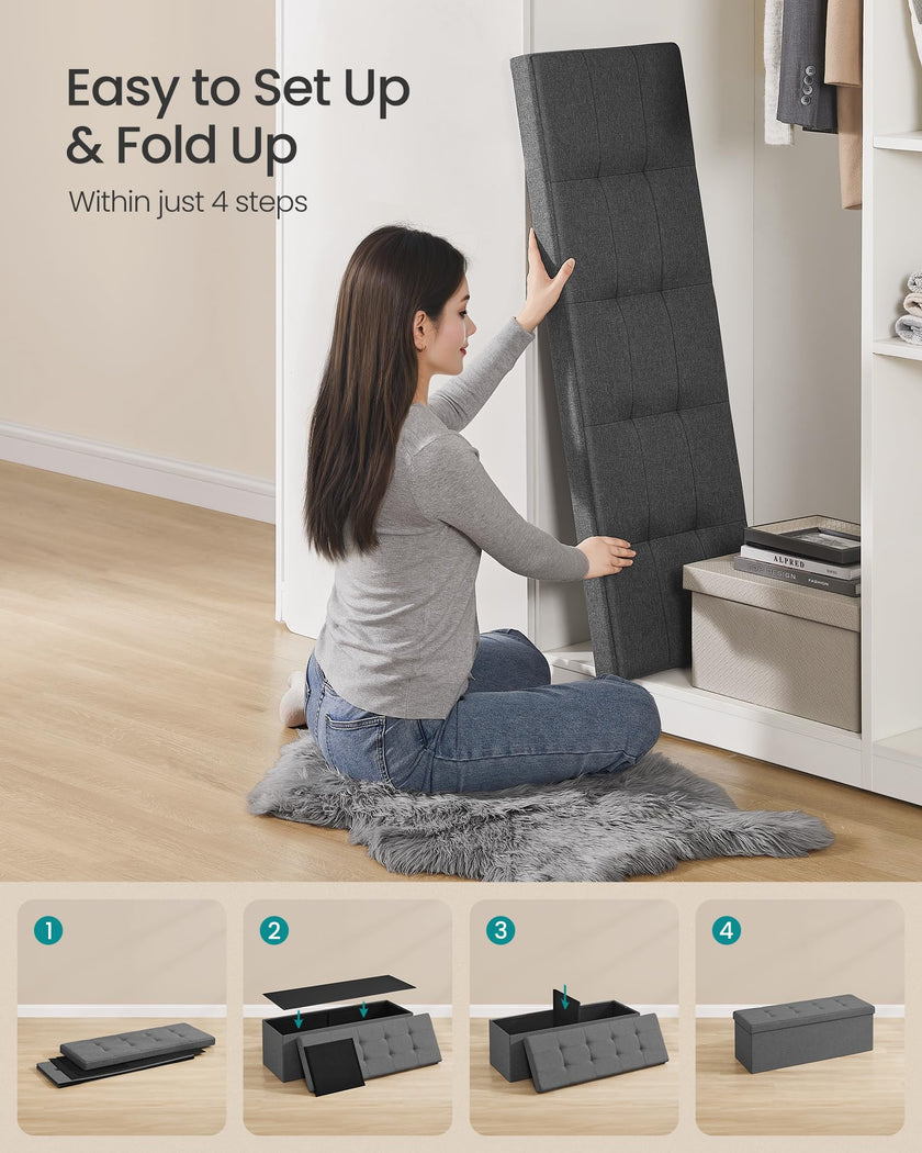 SONGMICS 110 cm Folding Storage Ottoman Bench, Padded Seat 🍁 All In One Marketplace Canada