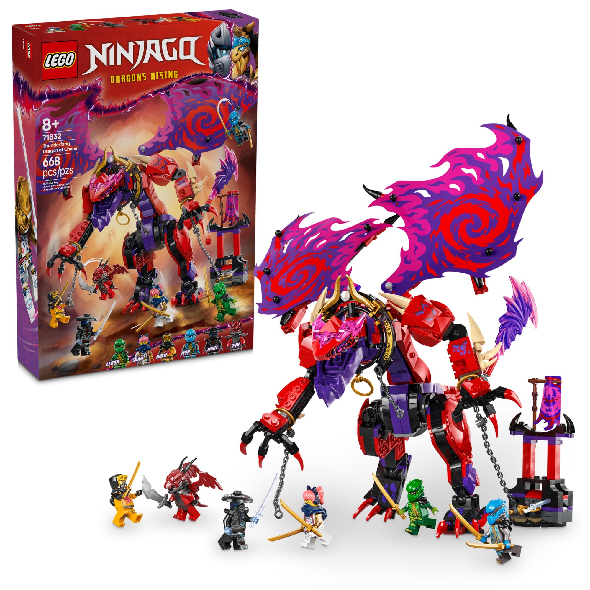 LEGO NINJAGO Thunderfang Dragon of Chaos Building Toy for Kids Ages 8+ - Dragon Rising Playset with 6 Minifigures and Poseable Dragon Figure - Birthday Gift Idea for Boys and Girls - 71832 🍁 All In One Marketplace Canada