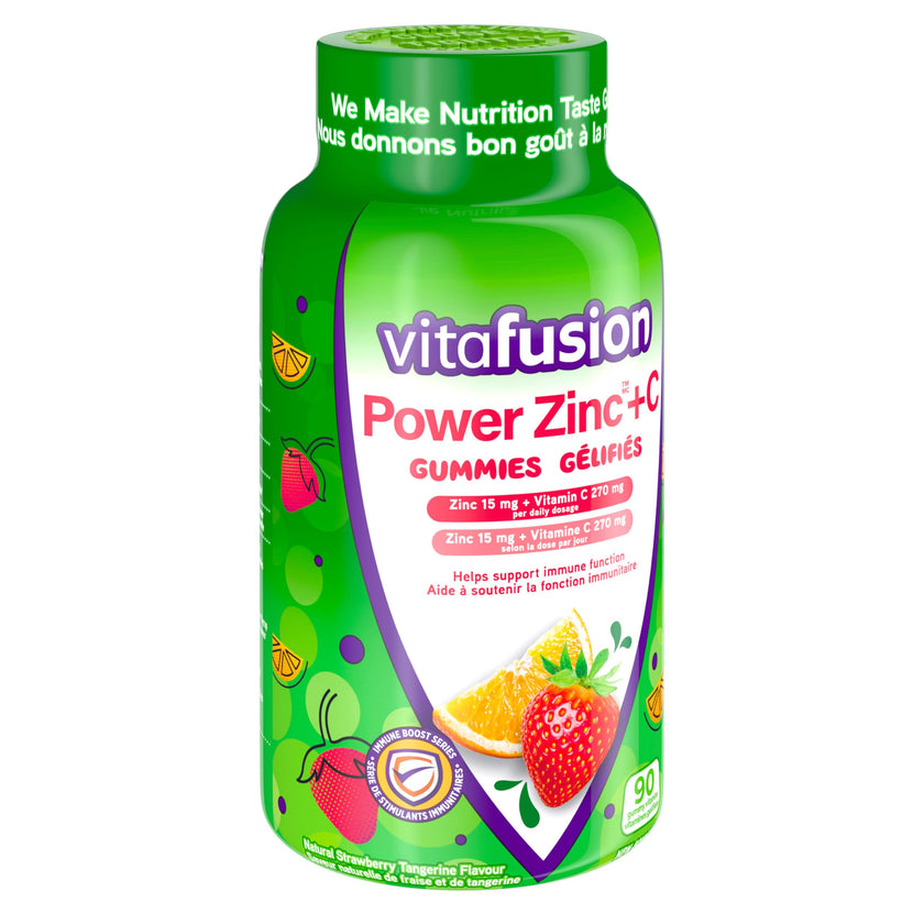 Vitafusion Power Zinc + C Gummy Vitamins - Helps Support Immune Function, Antioxidants, Healthy Hair, Skin, and Nails, One Month Supply - 90 Count 🍁 All In One Marketplace Canada
