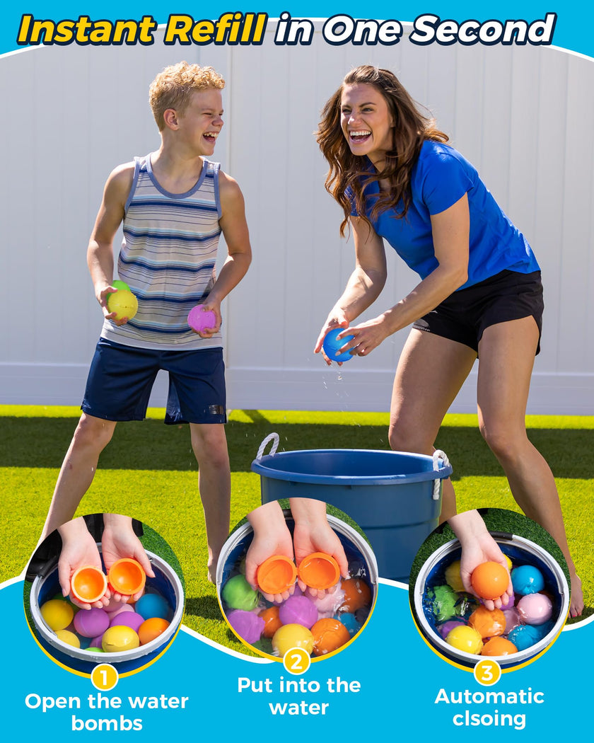 Reusable Water Bomb Balloons, Silicone Water Splash Ball with Mesh Bag, Quick Self-Sealing Water Bomb for Kids Adults Outdoor Activities Water Games Toy Outside Summer Fun Party Supplies (12Pack) 🍁 All In One Marketplace Canada