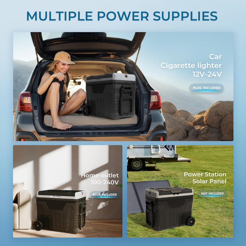 EUHOMY 12 Volt Refrigerator, 47QT(45L) Dual Zone Electric Cooler, Portable Freezer 12V/24V DC 110-240V AC, 12V Fridge -4℉~68℉, 12V Cooler with Wheels & Basket for Travel, Truck, Boat, Camping 🍁 All In One Marketplace Canada
