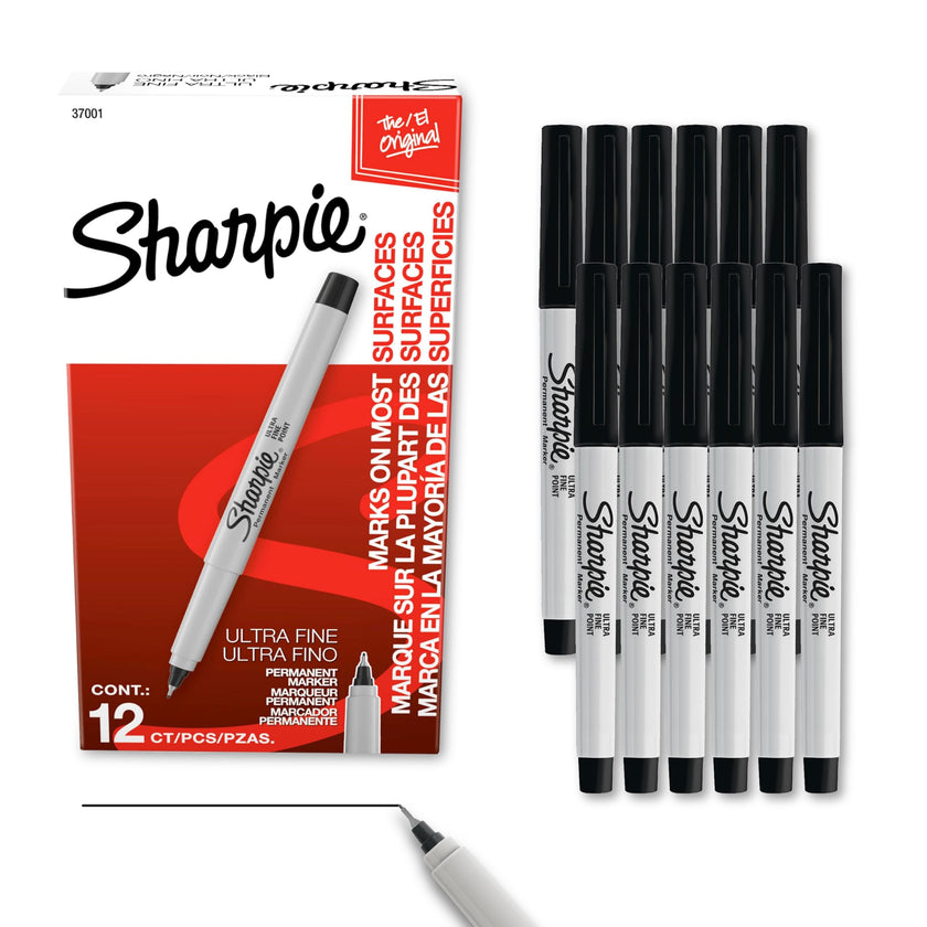 Sharpie Permanent Markers, Ultra Fine Point, Black, 12 Count 🍁 All In One Marketplace Canada