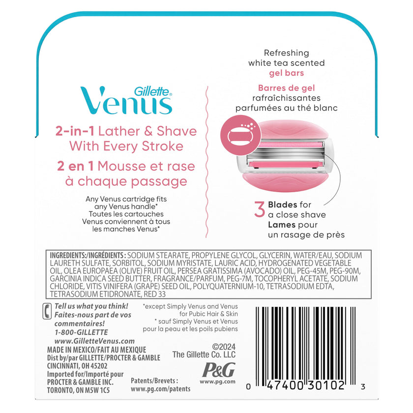 Venus ComfortGlide White Tea Women's Razor Blades, 4 Razor Blade Refills 🍁 All In One Marketplace Canada