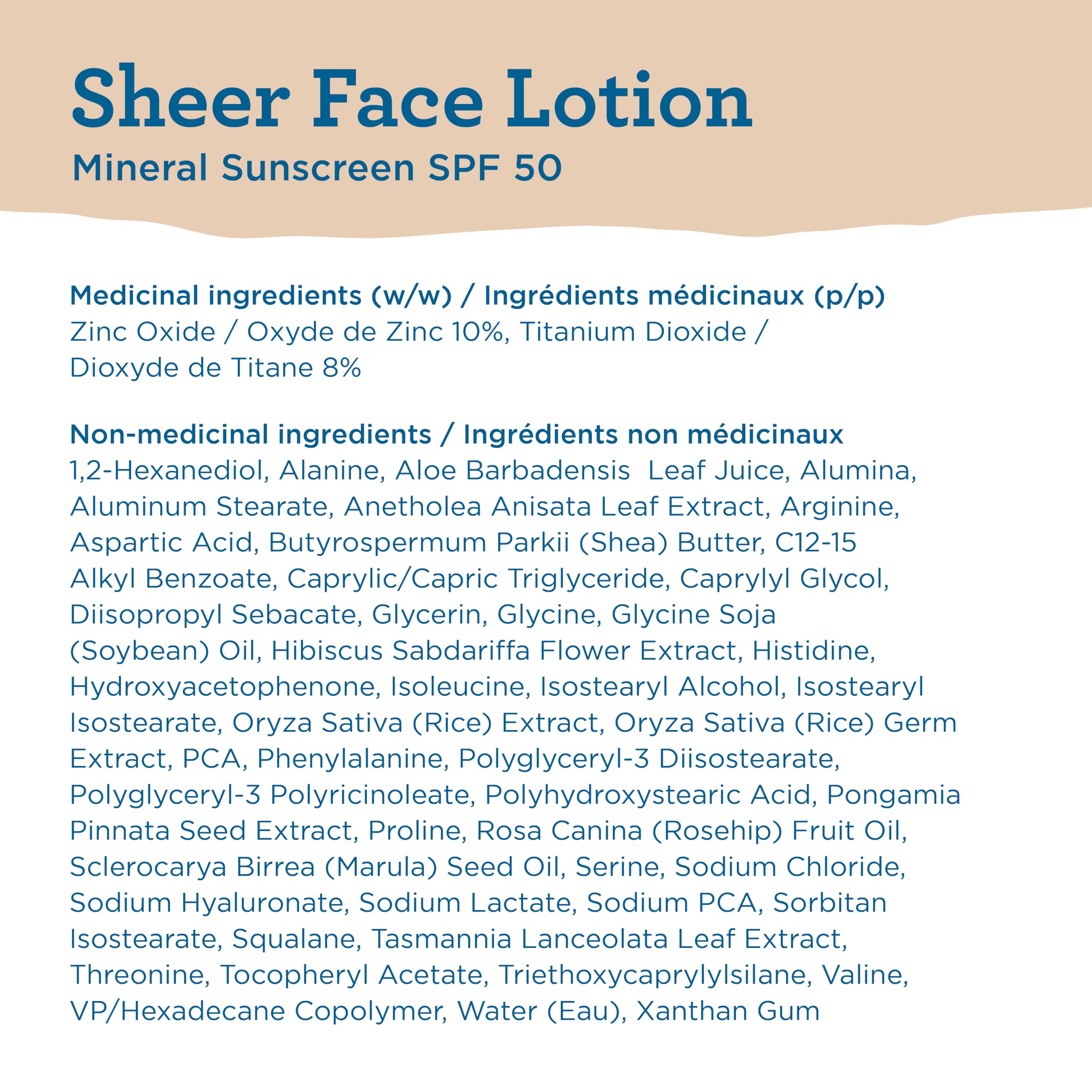 Blue Lizard Sheer Face Mineral SPF 50 Sunscreen Lotion, 100% Mineral Formula, Blue Light Protection, Lightweight, No White Cast, Nourishes and Hydrates, Paraben-Free, Fragrance-Free, 50 ml 🍁 All In One Marketplace Canada