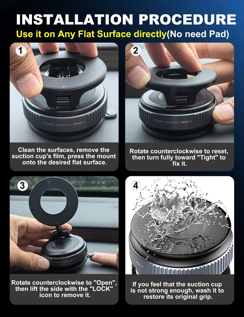 snanlen Upgraded 360° Nano Gel Vacuum Magnetic Phone Holder, Car Phone Holder for Magsafe[108+LBS Strongest Suction & 3000gf Strongest Magnetic], Suction Cup Phone Mount for Car/for iPhone 17 Pro Max 🍁 All In One Marketplace Canada