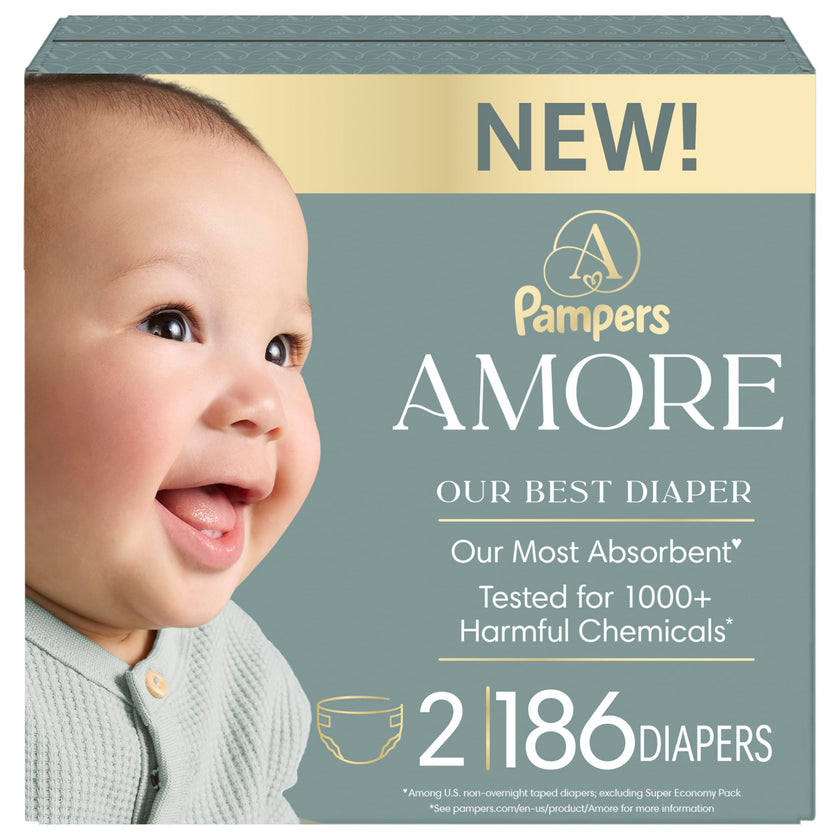 Pampers AMORE, Size 2, Our Best Diaper, 1 Pack (Count of 186) 🍁 All In One Marketplace Canada