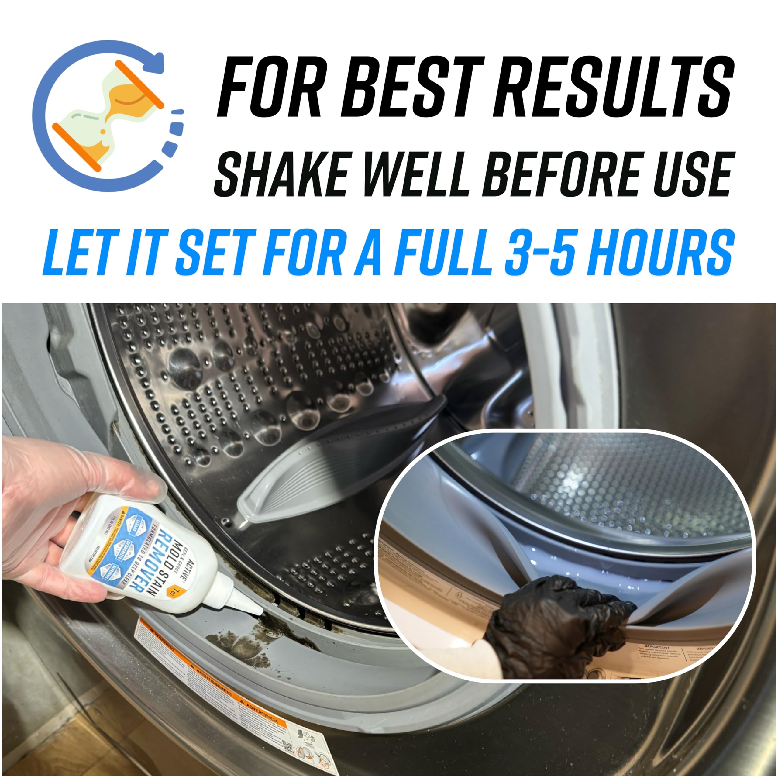 Mold Stain Remover Gel Cleaner - ACTIVE Heavy Duty Stain Cleaner for Front Loader Washing Machine Seal, Bathroom Grout, Shower, Caulk - Front Load Washer Cleaning Solution - 7 Fl Oz 🍁 All In One Marketplace Canada