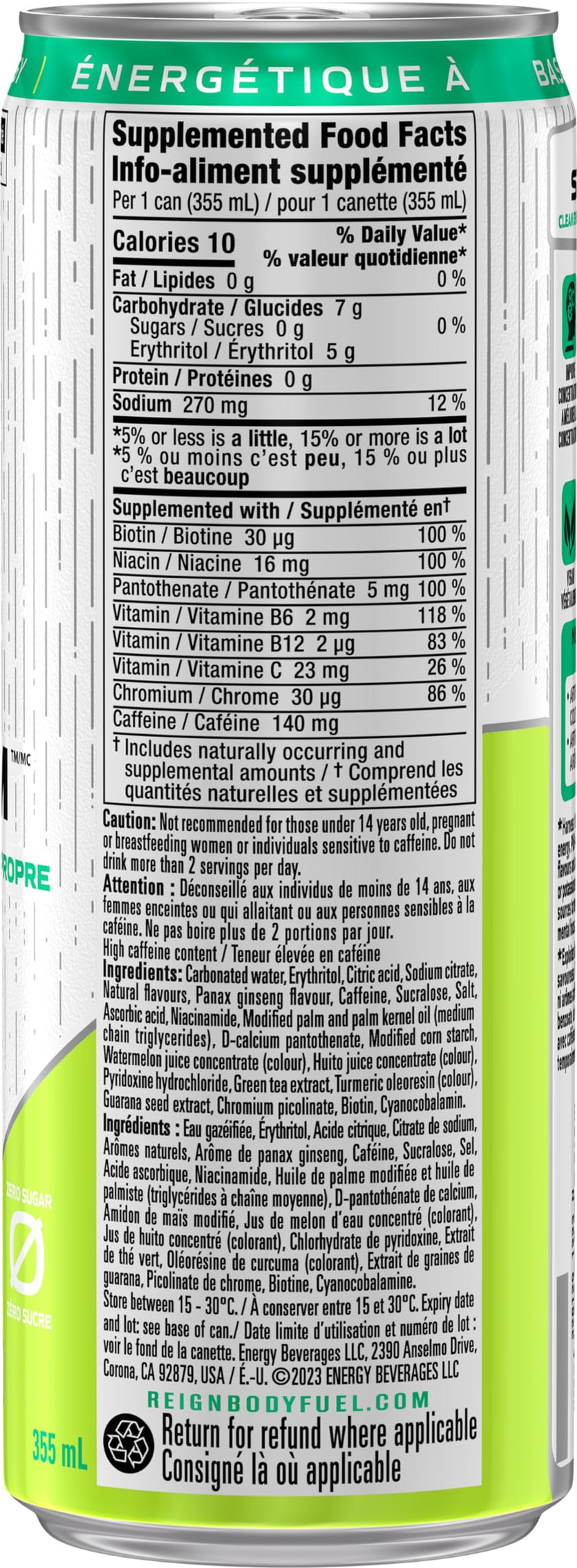 REIGN STORM, Kiwi Blend, 355 mL Cans (12 Pack) – Clean Energy Drink, Zero Sugar, Plant-Based, Vegan 🍁 All In One Marketplace Canada