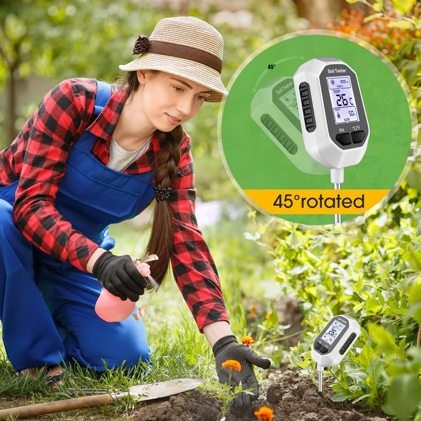 5-in-1 Soil Moisture Meter Digital Plant Temperature/Soil Moisture/PH Meter/Sunlight Intensity/Soil Fertility Backlight LCD Display Soil Test Meter for Gardening, Farming and Outdoor Plants 🍁 All In One Marketplace Canada