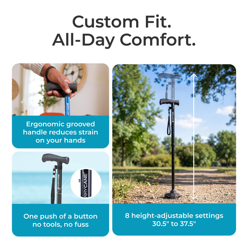 HurryCane Freedom Edition Folding Walking Cane, Black 🍁 All In One Marketplace Canada