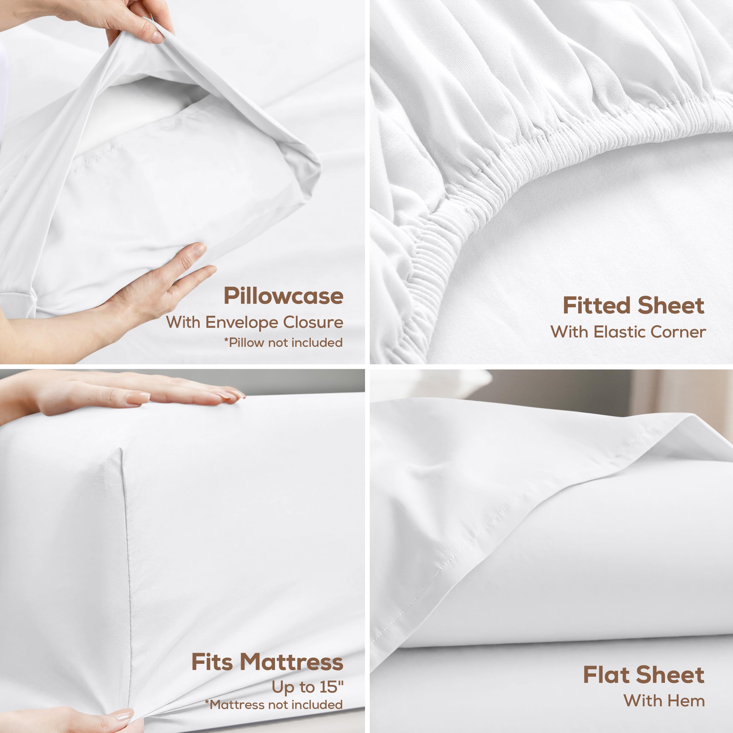 Utopia Bedding King Bed Sheets - 4 Piece King Size Cooling Sheet Set - Hotel Luxury Soft Breathable Microfiber, Oeko-TEX, Deep Pocket Easy Fit & Care, Fade & Wrinkle Resistant, White 🍁 All In One Marketplace Canada