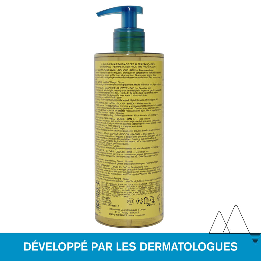 Uriage Cleansing Soothing Oil - Face & Body Daily Cleanser & Shower Oil With Glycerin & Ceramides - Whole Family Format, Babies, Children & Adults - Sensitive Skin - Soap-Free, Fragrance-Free - 1L 🍁 All In One Marketplace Canada