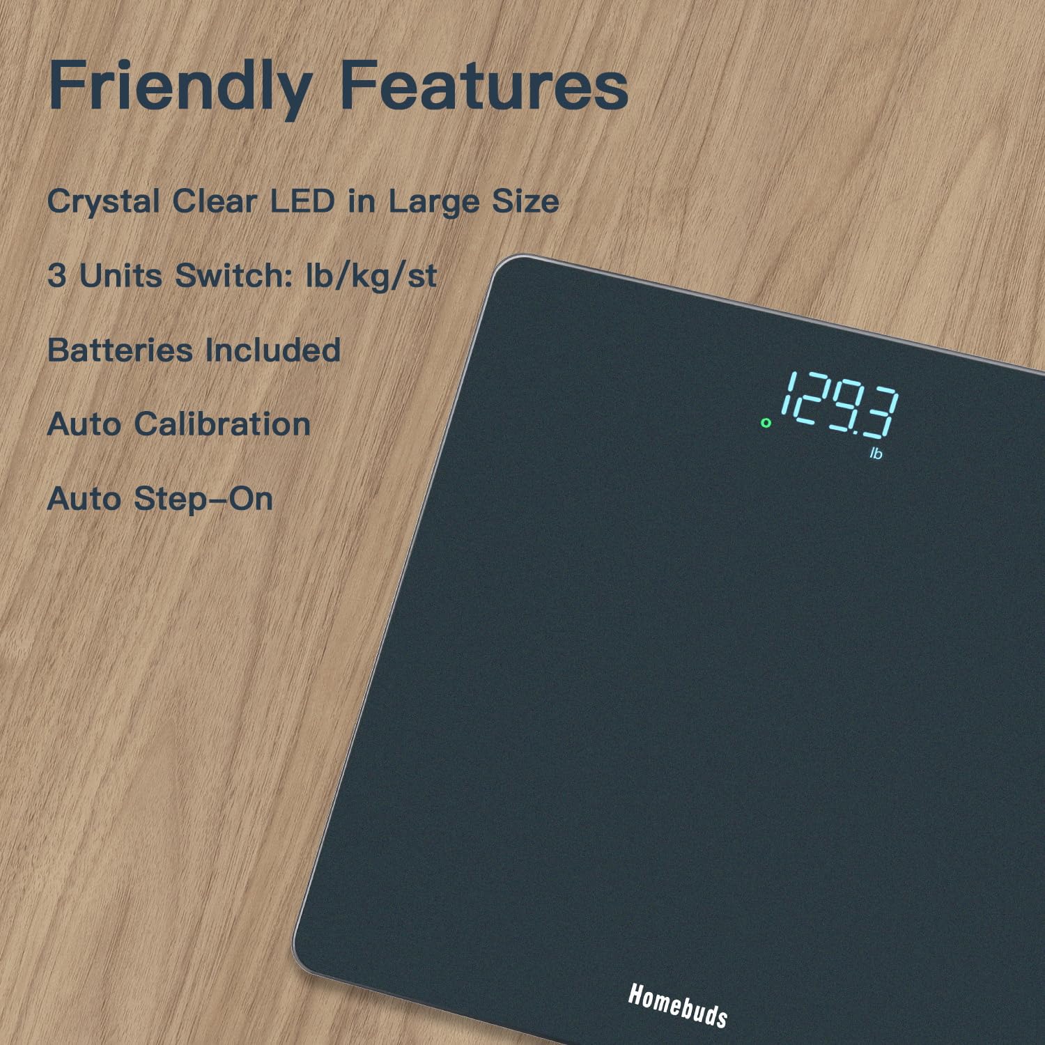Homebuds Digital Weight Scale, High Precision in 0.1lb by Our Professional Scale Factory Since 2001, Scale Body Weight LED Display and Step-On, 3*AAA Batteries Included, 400lb/182kg, Blue 🍁 All In One Marketplace Canada