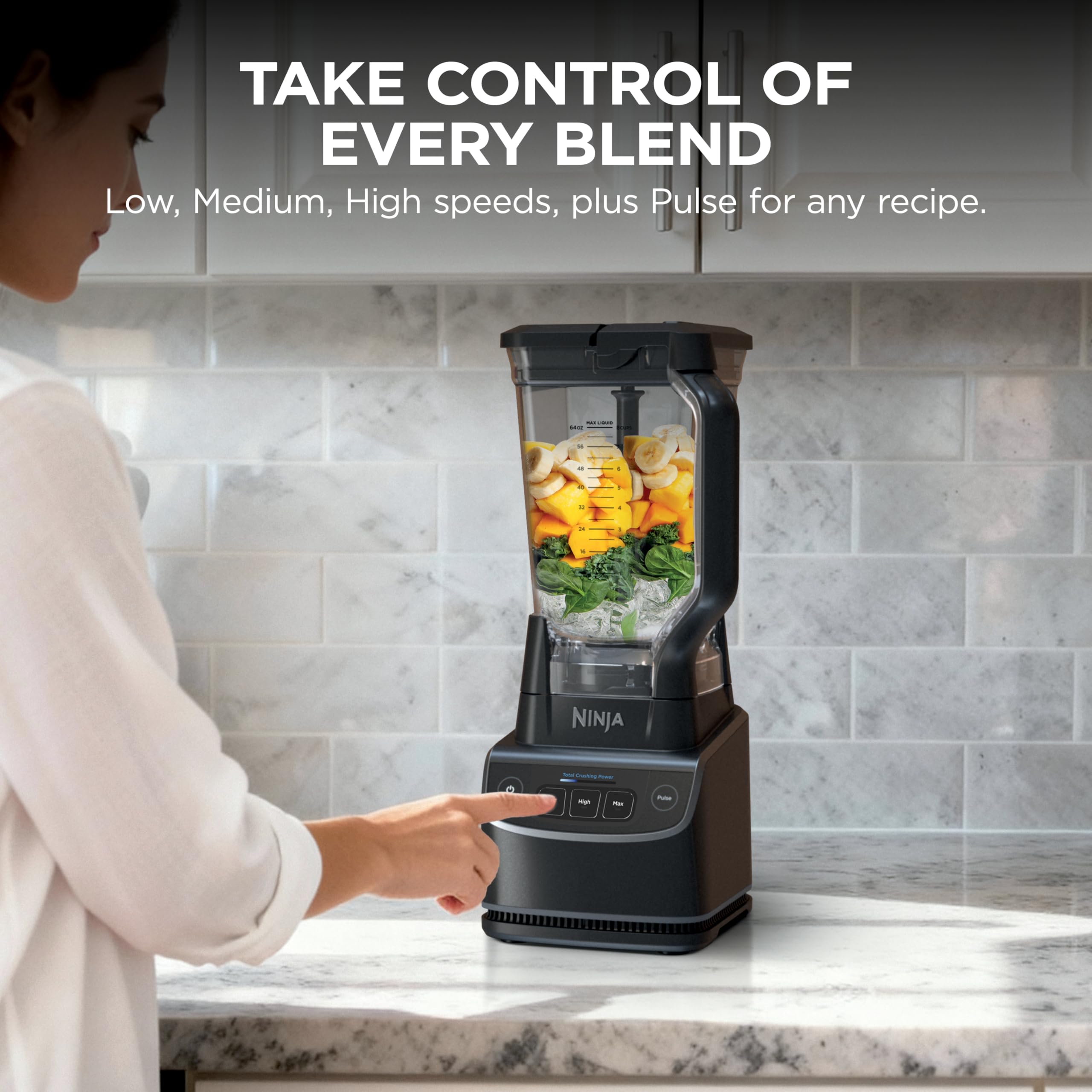 Ninja UltraCrush Professional Blender, 1000W, XL 72-oz.* Pitcher, Total Crushing® Technology, 3 Manual Speeds for Ice Crushing, Smoothies, Sauces & More, Full-Size Blender, Black, BP201C 🍁 All In One Marketplace Canada