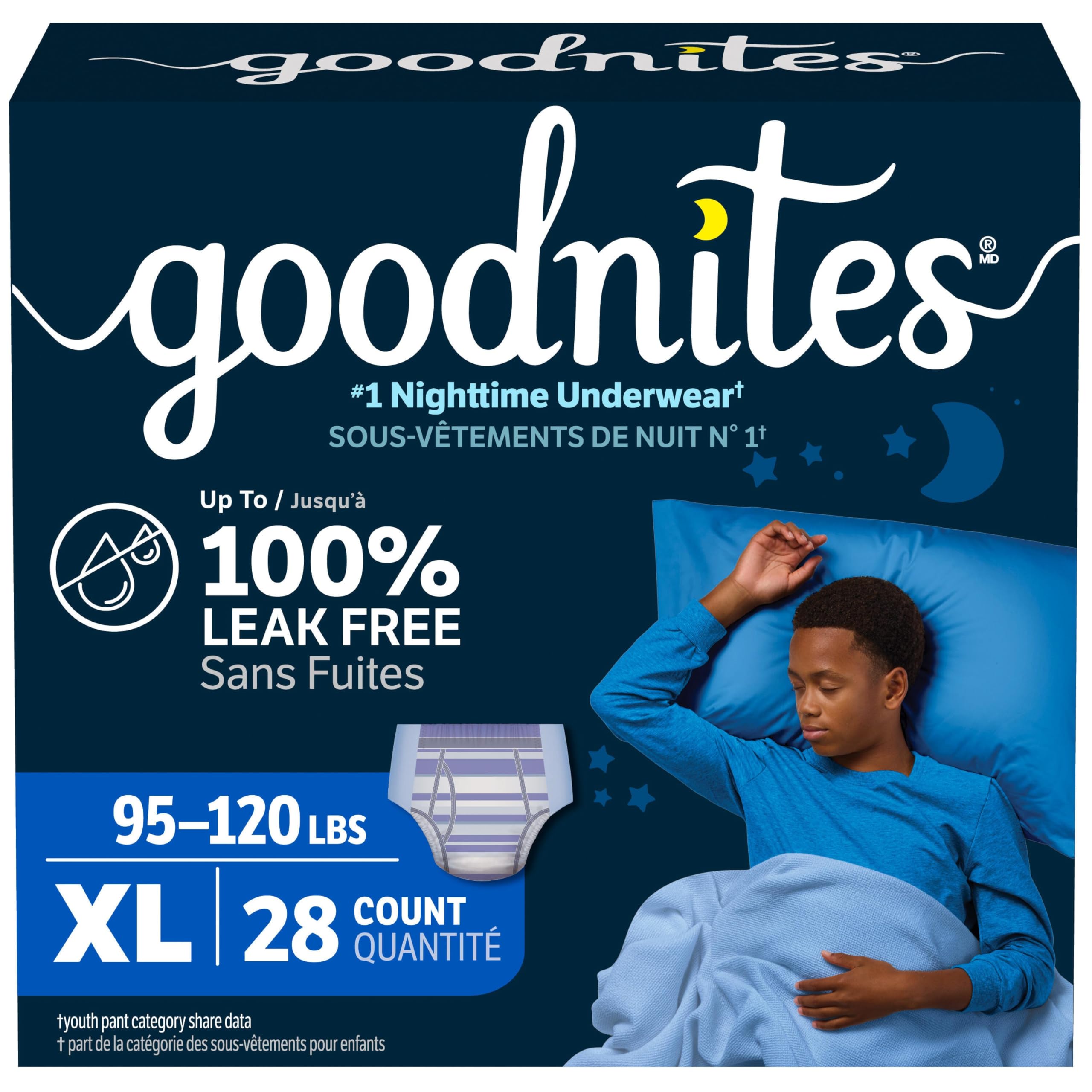 Goodnites Boys Bedwetting Night Time Underwear, Goodnites, Size Extra Large, 28 Ct (95-140+ lb.) 🍁 All In One Marketplace Canada