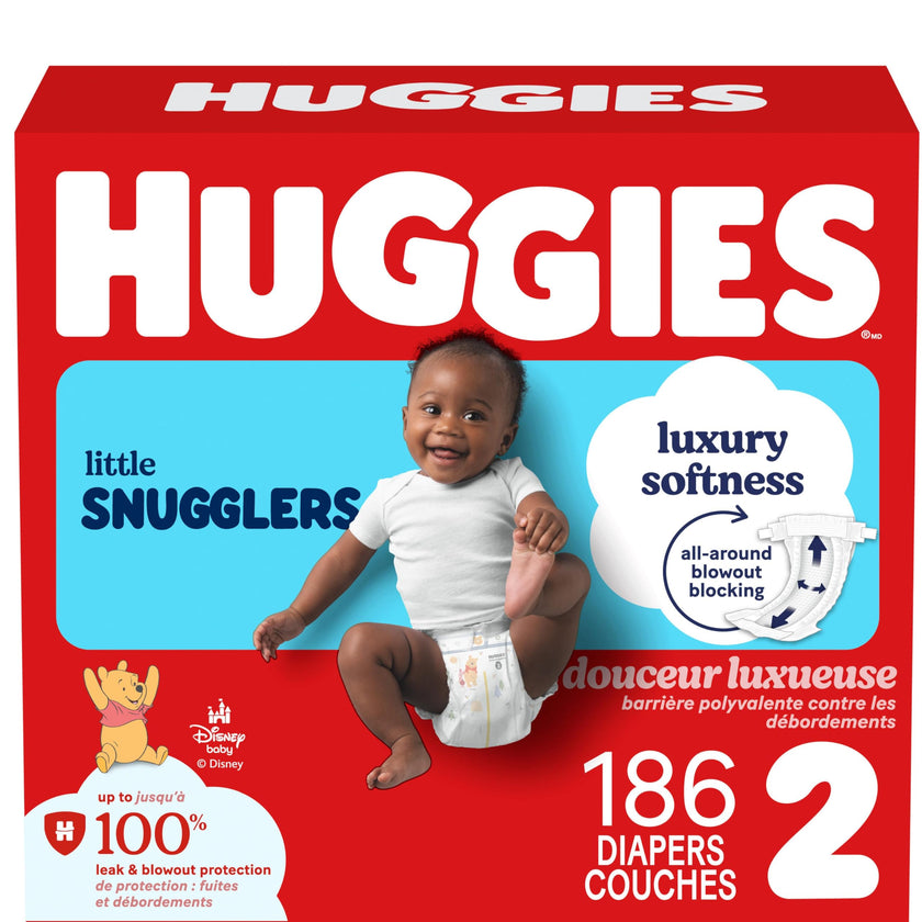 Huggies Size 2 Diapers, Little Snugglers Baby Diapers, Size 2 (12-18 lbs), 186 Count (3 Packs of 62), Packaging May Vary 🍁 All In One Marketplace Canada